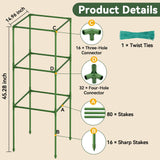 4 Pack 45" Tomato Cages for Garden, Heavy Duty Adjustable Plant Support