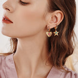 Ornaland Gold Heart Star Earrings Charms for Women Personalized Dangle Hoop