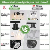Zarbitta 3-Light Bathroom Light Fixtures, 17.23" Black Modern Vanity Lights with Clear Glass Shade, Bathroom Wall Lamp for Mirror Kitchen Living Room Hallway Cabinet Porch