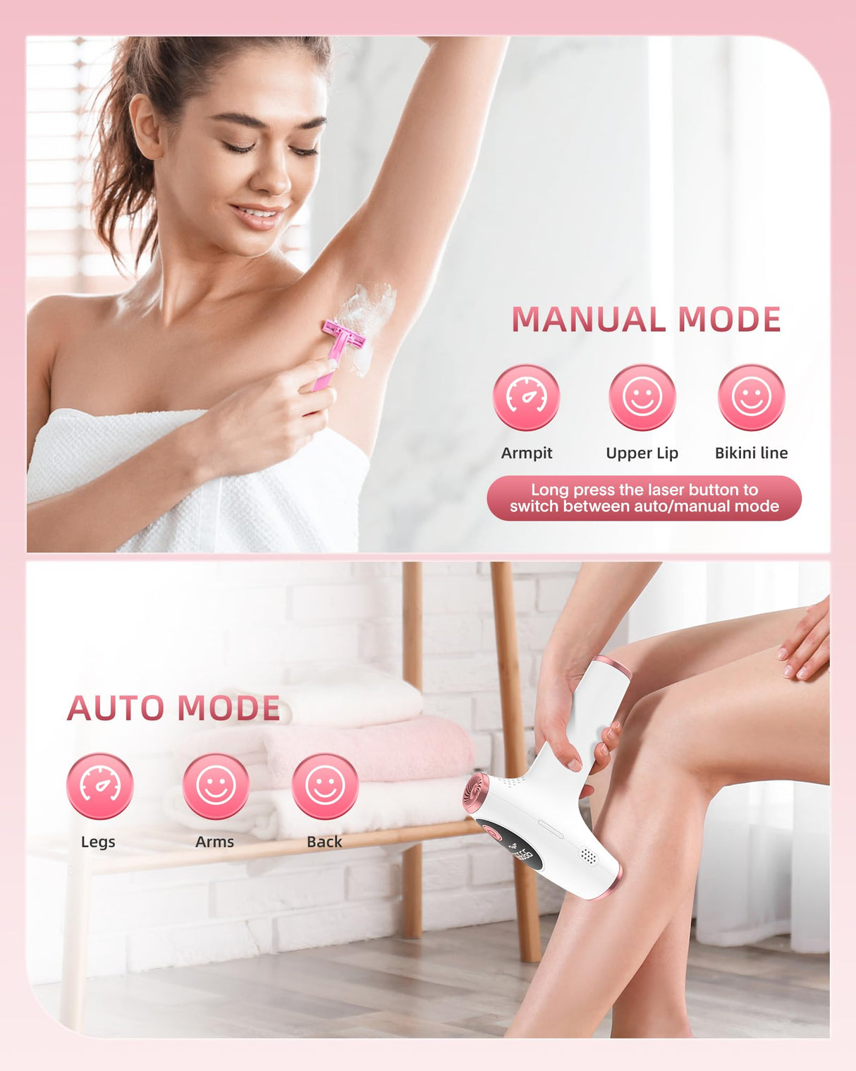 Hair Removal Device, IPL Hair Removal, Laser Hair Removal for Women and Men 999,999 Flashes Permanent for Facial Facial Legs Arms Bikini Line Whole Body Use at-Home(Model: TFDA06S-A)