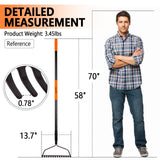 AgroPro Garden Rake for Lawn Heavy Duty, 14 Tines Metal Rake with Thick Fiberglass Handle, 58 Inches