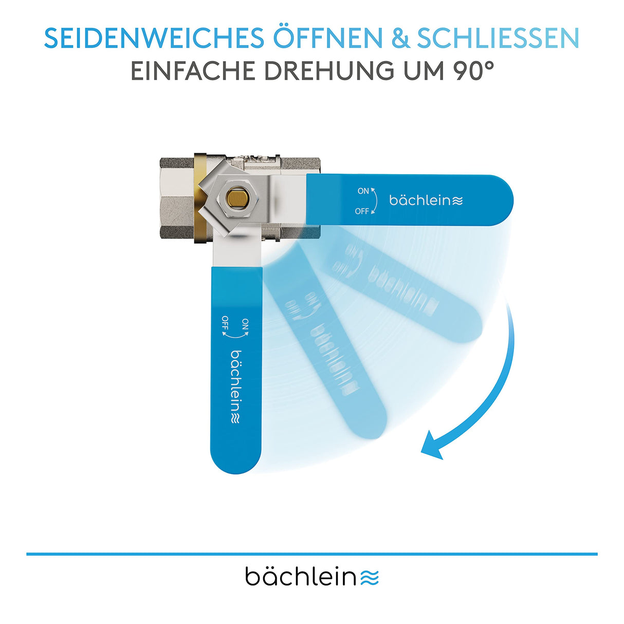 Bächlein Universal Ball Valve - Brass Ball Valve with Lever Handle and 1/2 Inch Female Thread on Both Sides - Full Bore Shut-Off Valve