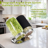 XUNWKONGG Sprouting Jar Kit, 2 Pack Sprouting Kit with Stainless Steel Screen Sprouting Lids, Glass Mason Jars & Light-Blocking Sleeves, Seed Sprouting Kit for Broccoli Sprouts, Bean Sprouts, Alfalfa