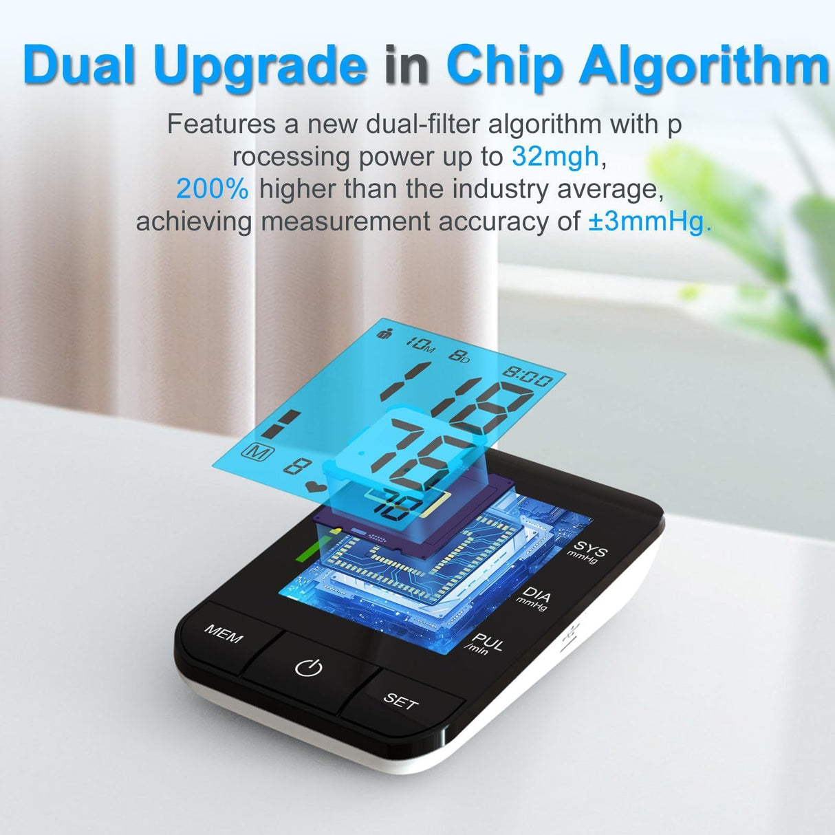 Accurate Digital BP Machine - Automatic Blood Pressure Monitor with XL Cuff (13-21") & M/L Cuff (9-17") for Big/Medium Arms, Large Backlit LCD Display, 360° Adjustable & Portable for Adults