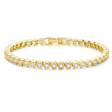 Yoosteel 14K-Gold-Plated Bezel Tennis Bracelet for Women,6.5 In CZ Bracelet