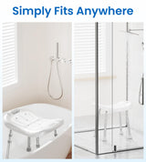 HOMLAND Shower Chair for Inside Shower, FSA/HSA Eligible, Adjustable Shower Stool with Strong Non-Slip Feet, 350 lbs Shower Seat for Inside Tub, Bench Bath Chair for Elderly and Disabled, White