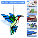2 Pcs Hummingbird Stained Glass Window Hanging Suncatchers,Gifts for Women