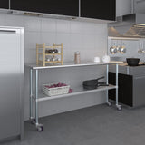 AmGood 24 in. x 72 in. Stainless Steel Work Table with Wheels | Metal Kitchen Food Prep Table | NSF