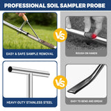 36 Inch Soil Sampler Probe, Stainless Steel Soil Core Sampling Tool with T-Handle, Heavy Duty Soil Probe for Lawn, Garden, Farm & Soil Testing