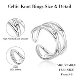 YZSFMZGE 925 Sterling Silver Thumb Rings for Women Open Adjustable Knuckle Celtic Knot Rings for Women Dainty Minimalist Cross Line Band Finger Rings Jewelry for Birthday Christmas