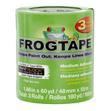 FrogTape Multi-Surface Painter's Tape with PAINTBLOCK, 2 in Wide (1.88 in x 60 yd), Quick Stick Medium Adhesion, Premium Green Painters Tape Removes Clean, 3 Rolls (240661)