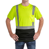 DPSAFETY Hi Vis Safety Shirts，High Visibility T Shirts with Reflective Strips and Pocket, Quick Dry Mesh Construction Work Shirt for Men/Women Black Bottom Lime 3pk 3XL