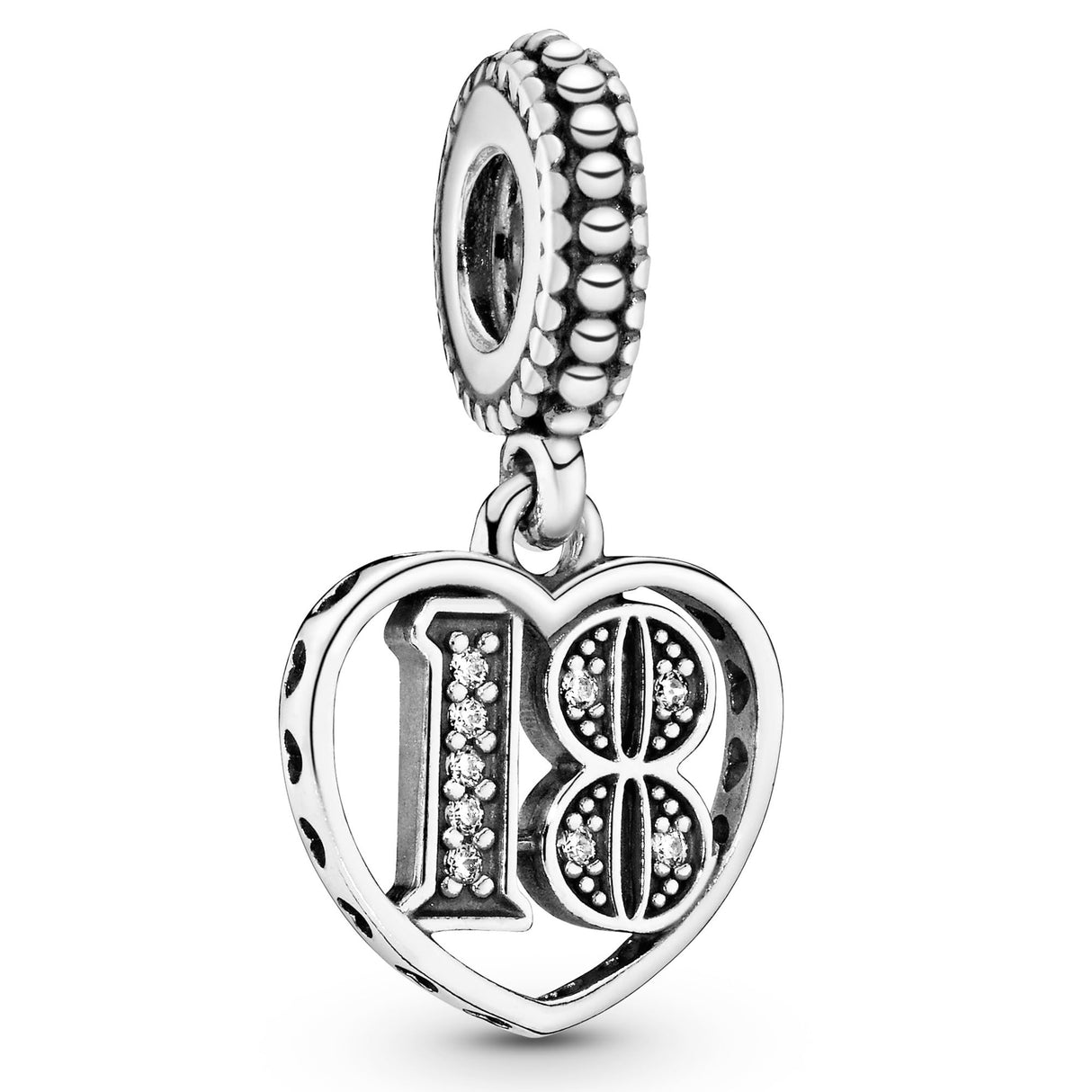 PANDORA 18th Celebration Dangle Charm - Bracelet Charm Moments Bracelets - Sterling Silver with Clear Cubic Zirconia - Gift for Her - Jewelry for Women with Gift Box