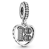 PANDORA 18th Celebration Dangle Charm - Bracelet Charm Moments Bracelets - Sterling Silver with Clear Cubic Zirconia - Gift for Her - Jewelry for Women with Gift Box