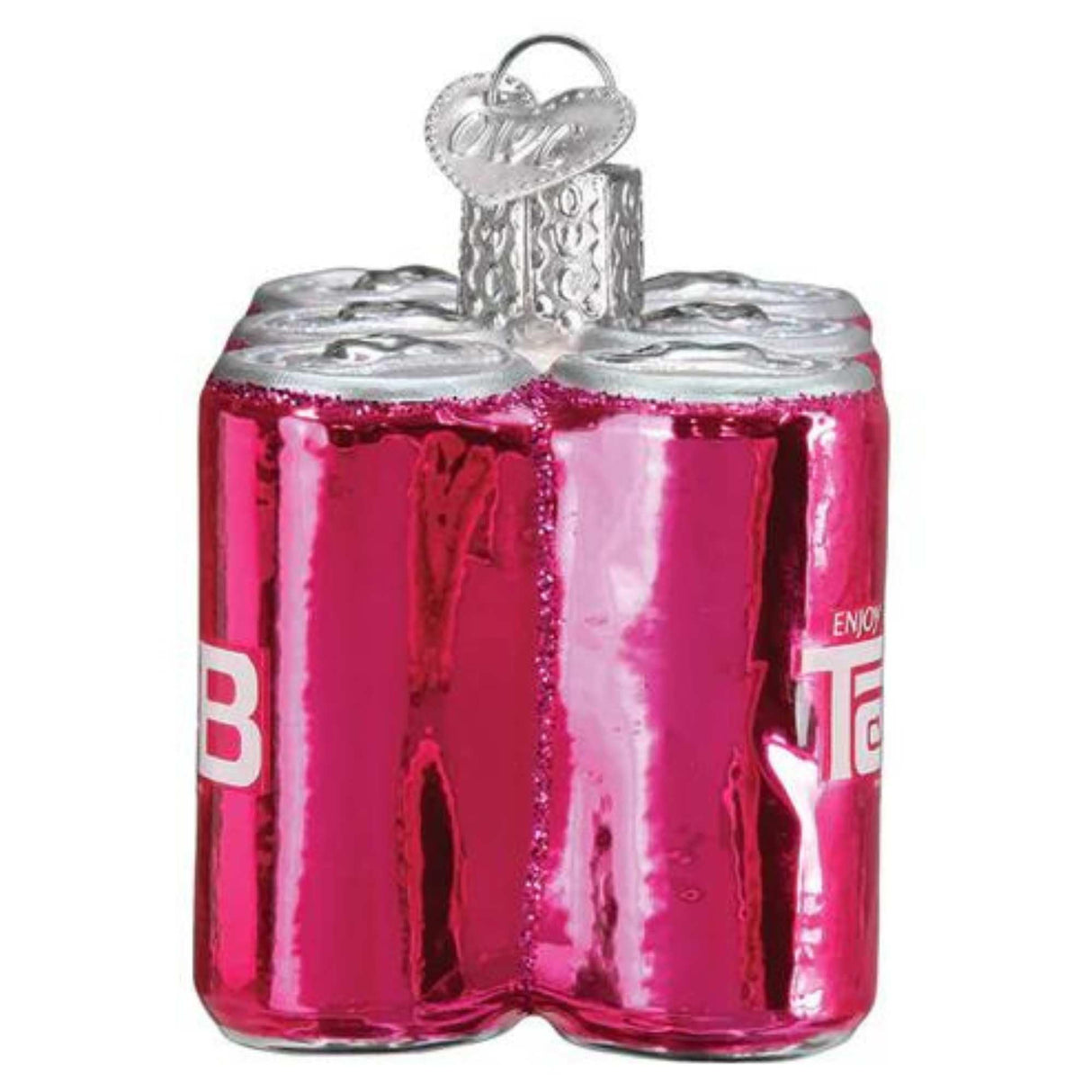 Old World Christmas Tab Six Pack Glass Blown Ornament for Christmas Tree, Handcrafted Holiday Decoration, Soda Collection