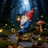 Bezseili Outdoor Garden Gnome, Funny Lawn Gnome Statue Decorations, Solar Gnome Riding Turtle Figurines Ornament for Patio, Balcony, Yard, Iutdoor Office Home Decor, Mom Grandma Sisters Gifts