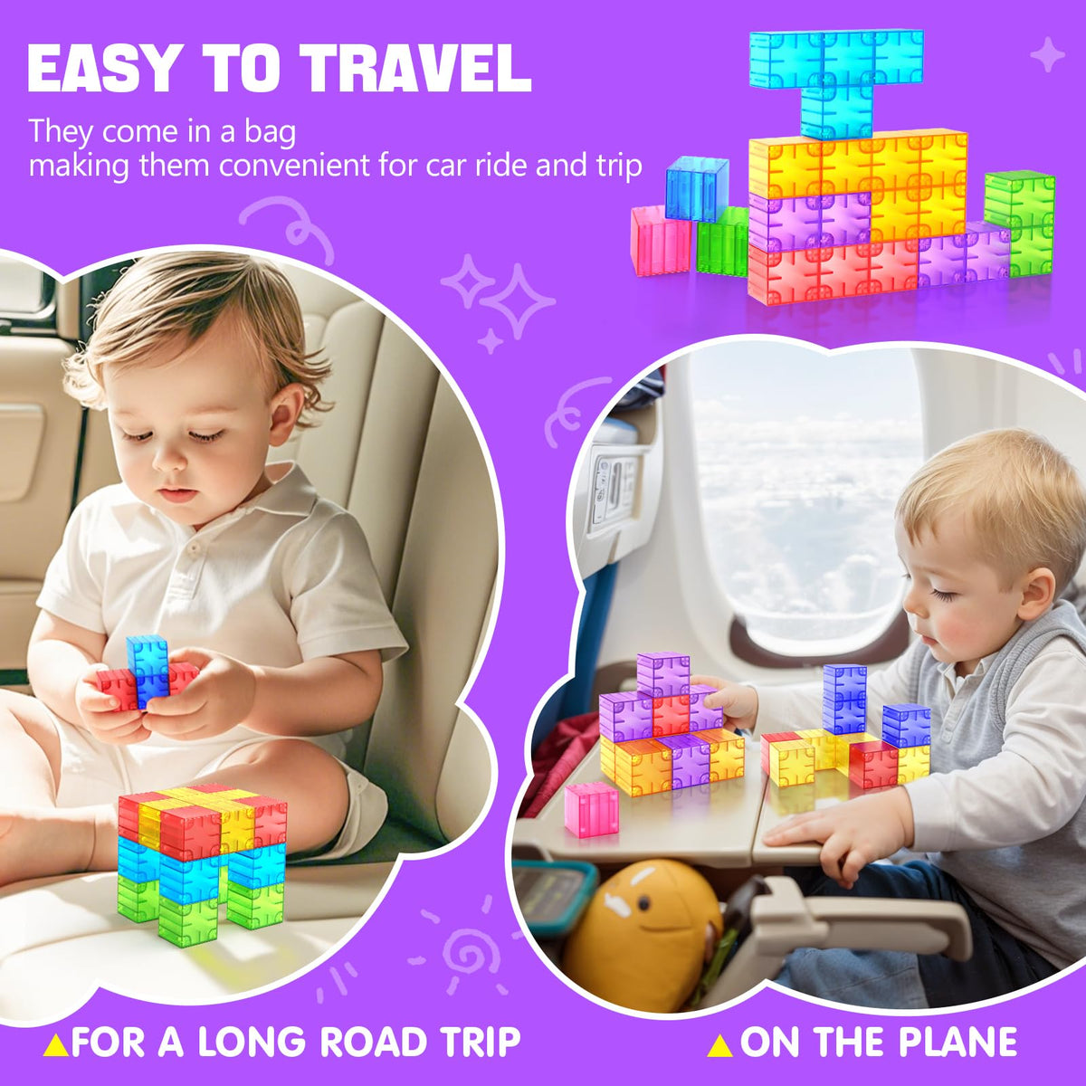Feoxialy Magnetic Blocks 52pcs Translucent Magnetic Cubes Building Blocks
