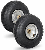 4.10/3.50-4 Pneumatic Tire, 10" Tire and Wheel, 2 Pack, with 2.2" Offset Hub, 5/8" Axle Bore Hole, Sealed Bearings, for Hand Truck Trolley Dolly Cart