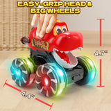 Intoypad 3 Pack Dinosaur Car Toys for Kids Toddlers, Light up Wheels Monster Truck Toys for Boys 2 3 4 5 6 7 8 Years Old Christmas Birthady Gifts Press & Go Dino Trucks Toy for Toddler Boy Baby