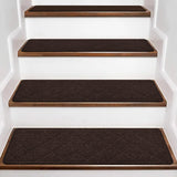 Stair Treads for Wooden Steps, 15 Pack 9" X 30" Non Slip Carpet Stair Treads Indoor with Reusable Adhesive for Kids Elders and Dogs, Surface Polyester TPR Backing Stair Runner Rugs, Brown