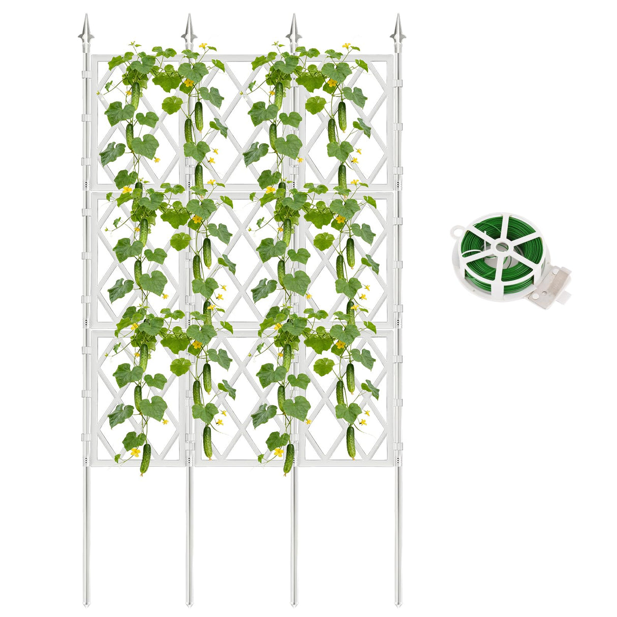 63 Inch White Metal Pipe Garden Trellis Support Fence Frame for Climbing