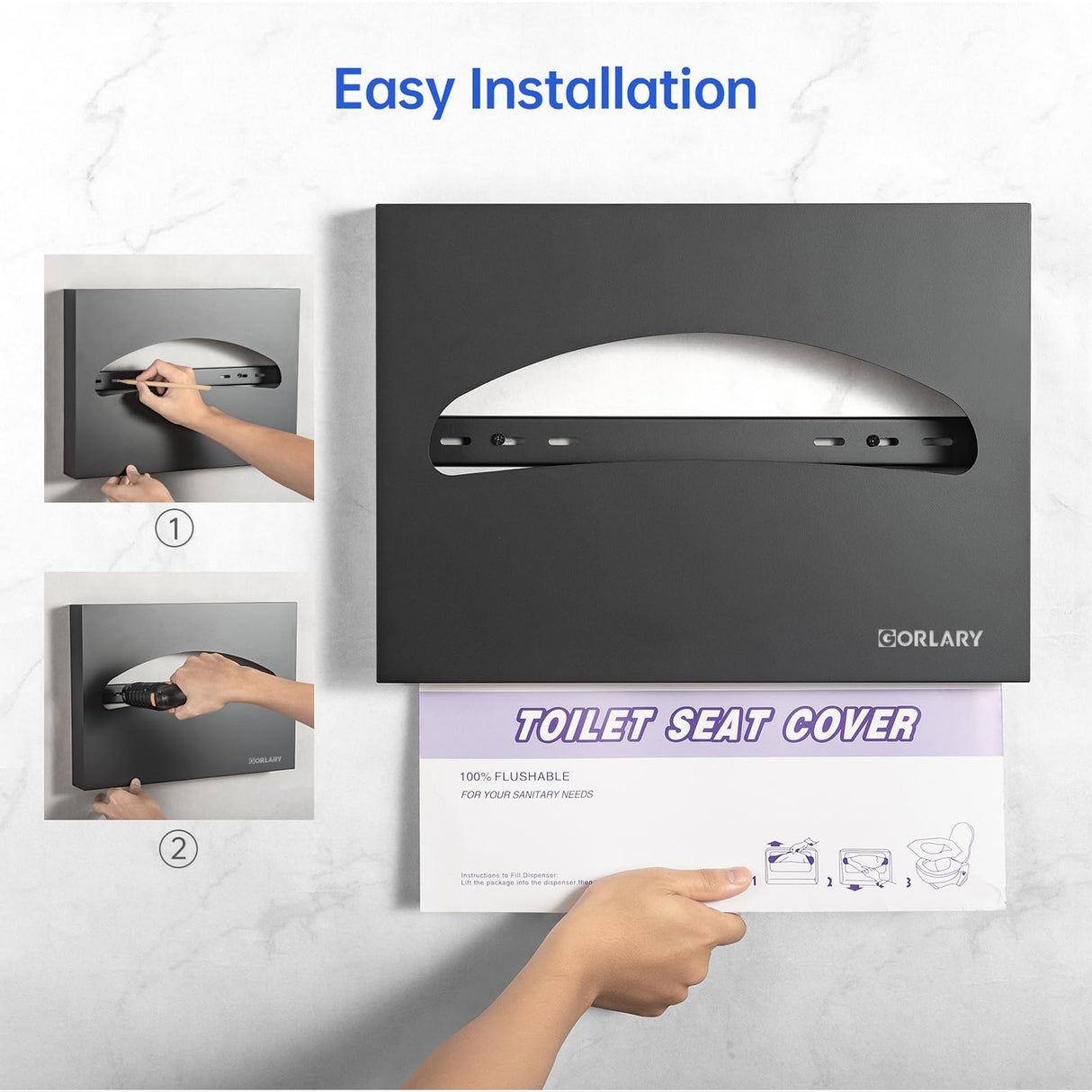 Toilet Seat Cover Dispenser Wall Mounted Stainless Steel Matte Black