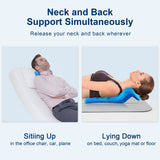 Fanlecy Neck and Shoulder Relaxer with Upper Back Massage Point, Cervical Traction Device Neck Stretcher for TMJ Pain Relief and Cervical Spine Alignment Chiropractic Pillow (Blue)