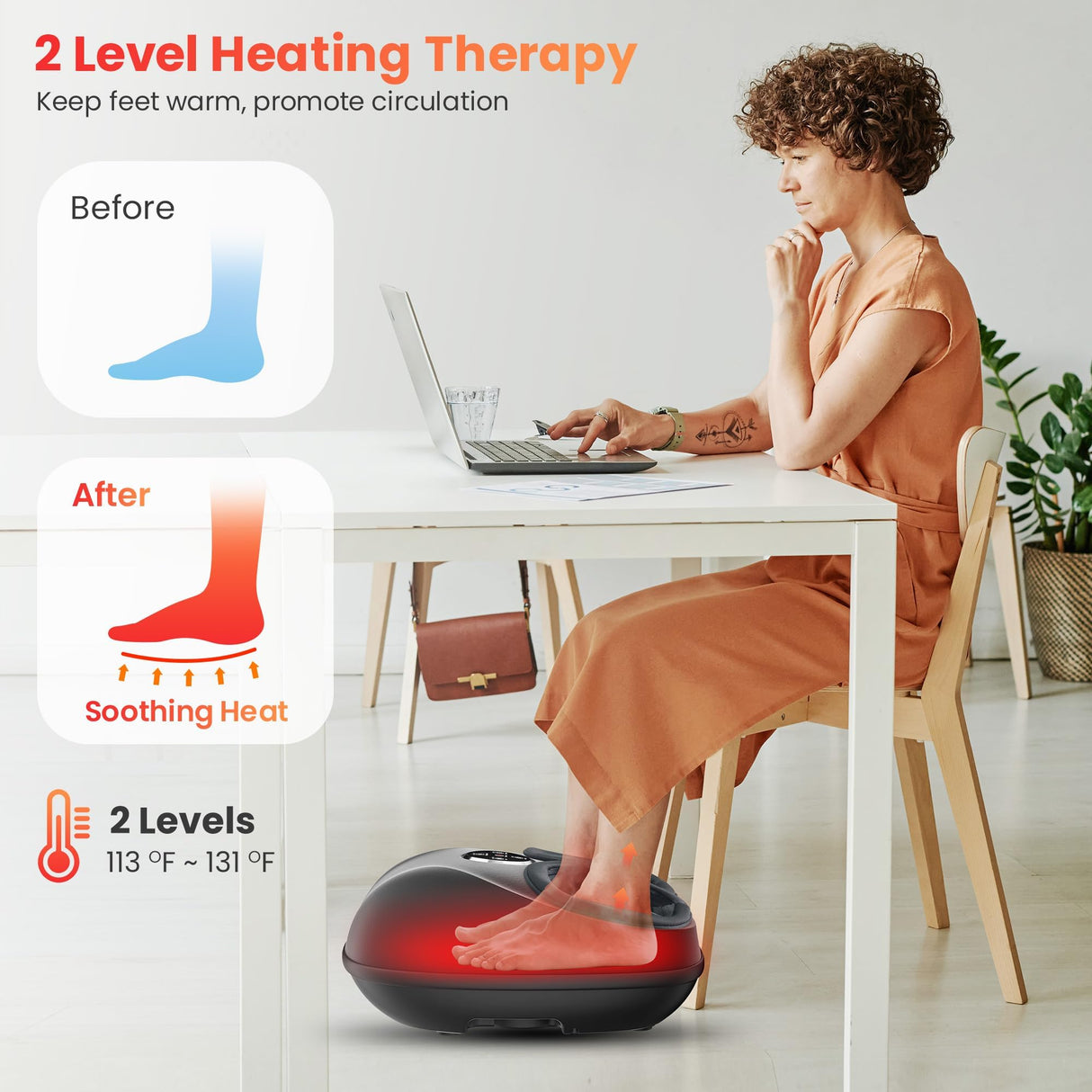 COMFIER Shiatsu Foot Massager Machine with Heat,FSA HSA Foot Massager for Neuropathy Plantar Fasciitis, Deep Kneading Feet Massager with Heat, Relax for Home Office,Up to Men Size 13