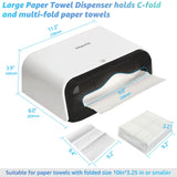 DUTYWORKS Paper Towel Dispenser Wall Mount, Multifold Paper Towel Holder Adhesive Hand Towel Dispenser for Bathroom Kitchen Commercial, White