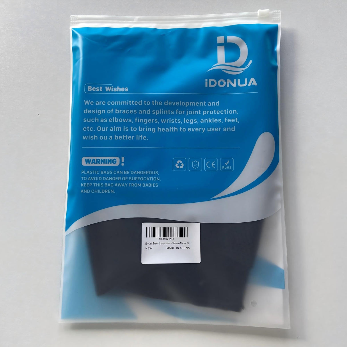 iDonua Calf Brace Compression for Torn Calf Muscle fit Men & Women, Innovative 2 Layer Elastic Calf Support Bandage for Legs adds Extra Pressure for Strain, Swelling, Cramps, Varicose Vein -L/XL
