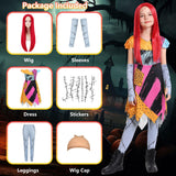 Costume Girls Kids Christmas Nightmare Cosplay Outfit Toddler Halloween Costumes Doll Princess Dress Up Set with Red Wig Tattoo Stickers CA039XXL