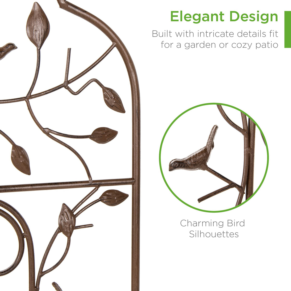 Best Choice Products Set of 2 60x15-inch Iron Arched Garden Trellis w/Branches, Birds for Lawn, Garden, Backyard, Climbing Plants