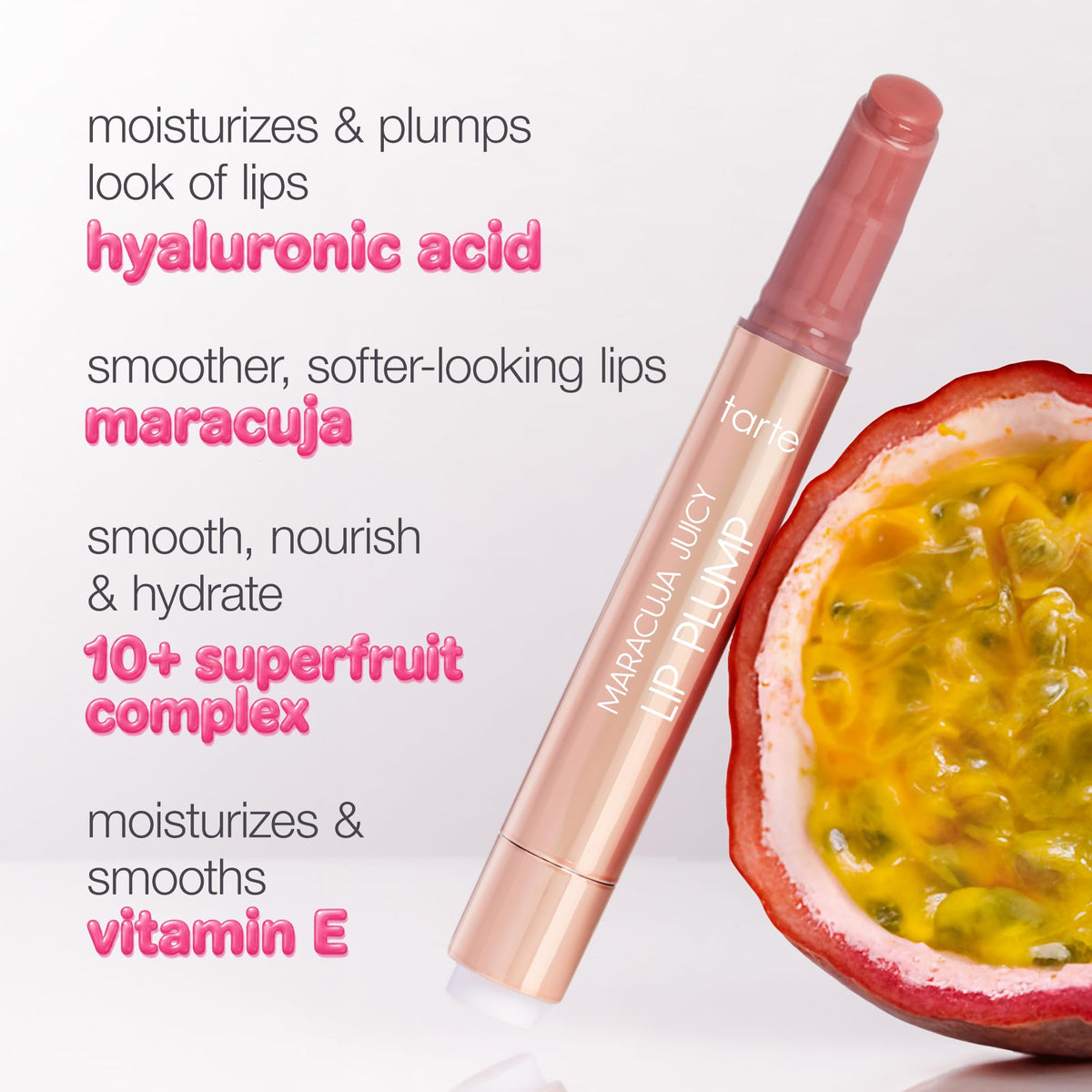 tarte maracuja juicy lip plump – Hydrating & Volumizing Lip Plumper Gloss Balm with Nourishing Hyaluronic Acid, Plumps & Moisturizes, Vegan & Cruelty-Free, full size, mixed berries