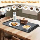 MealHelper Warming Mat for Food, Portable Food Warming Mat For Countertop, Full Surface Electric Warming Tray with Safety Lock, 4 Temp Levels & 6-Hour Timer for for Parties, Buffets & Home Use (Grey)