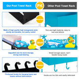 Topspeeder Pool Towel Racks with Shelf 8 Hooks for Pool Bathroom Wall Mount Towel Hooks Towel Holder Carbon Steel Hanger Organizer Pool Accessories Outdoor for Robe,Towel,Coat,Swimsuit,Bag,Keys