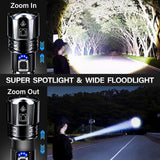 AKNEAR Rechargeable LED Flashlight High Lumens, Super Bright Flashlights with Zoomable & USB C Rechargeable & 5 Light Mode & IPX7 Waterproof, Powerful Flash Light for Home, Hiking, Camping