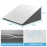 OAISZ Wedge Pillow for Sleep Apnea, 12 Inch Bed Wedge Pillow for Headboard, Headboard Triangle Pillow Wedge for Acid Reflux, After Surgery, Snoring, Cooling Memory Foam Top, Removable Cover