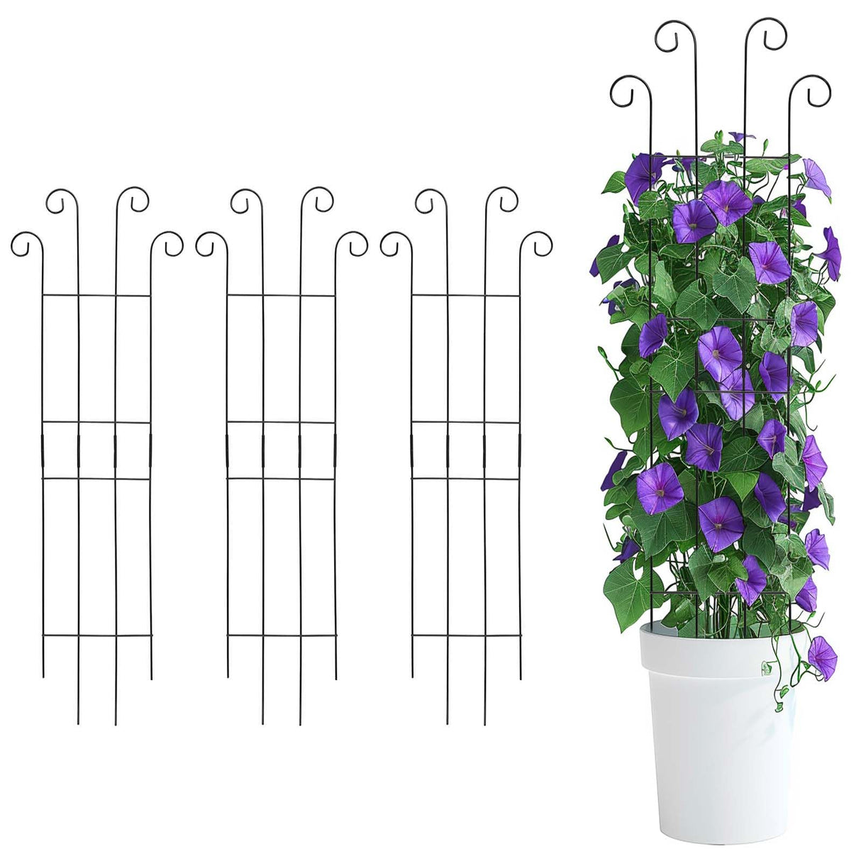 DYBEEDUAL 4 Pack 32 Inch Plant Trellis Outdoor Metal Trellis for Climbing Plants Indoor Garden Trellis for Climbing Plants Outdoor Wave Shape Metal Garden Trellis Houseplants Flowers Vine Ivy