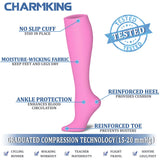CHARMKING Compression Socks for Women & Men (8 Pairs) 15-20 mmHg Graduated Copper Support Socks are Best for Pregnant, Nurses - Boost Performance, Circulation, Knee High & Wide Calf (L/XL, Multi 53)