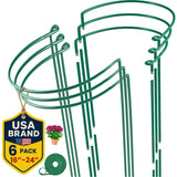 6 Pack Plant Support Stakes – Tall Plant Stakes for Indoor and Outdoor Gardens - Peony Cages and Supports - Cage Rings for Potted Flowers, Peony, Hydrangea, and Rose Bush (10" W x 16" - 24" H)