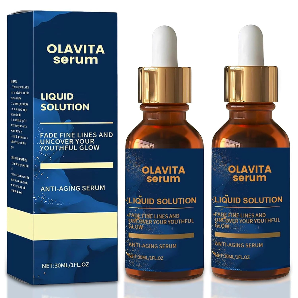 Olavita Serum, Olavita Liquid Solution Anti Aging Serum, Vitamin C & E Serum, Promotes Skin Collagen Production, smoothes wrinkles and fine lines (2PCS)