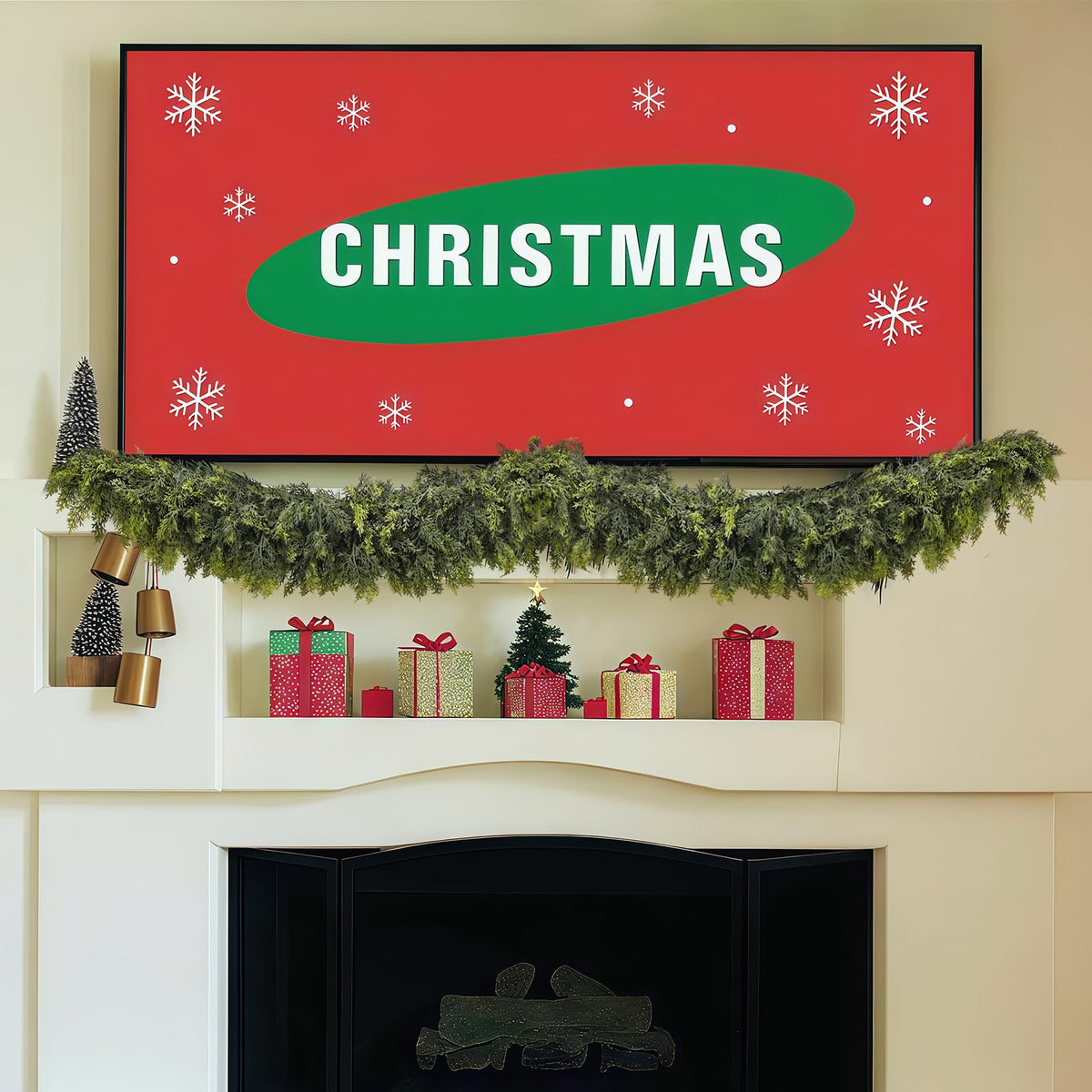LVZHIYUAN 2 Pcs 6FT Christmas Garland,Real Touch Cedar Garland