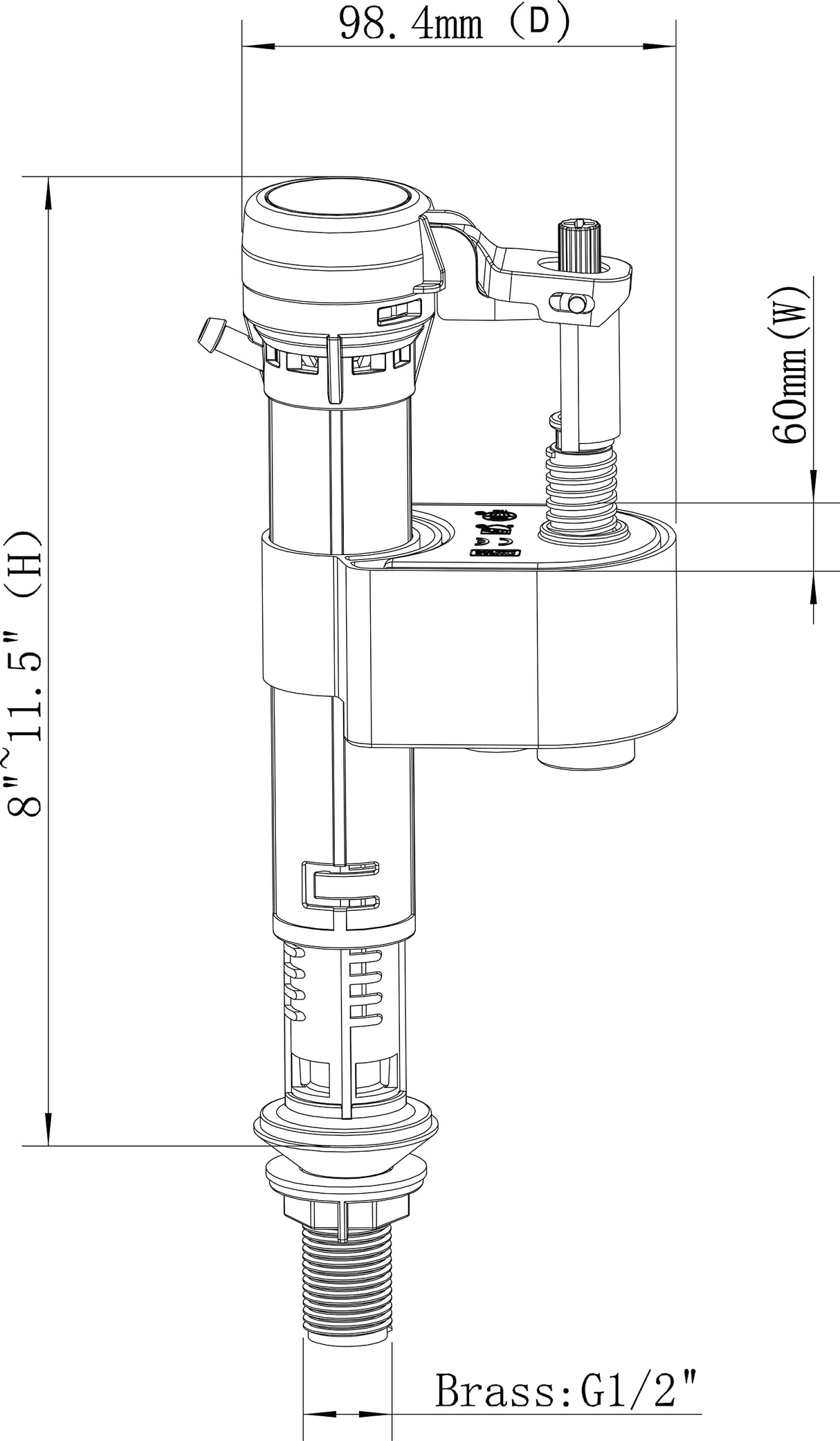 Mv 1/2" Toilet Cistern Bottom Entry Inlet Fill Valve Brass