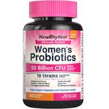 NewRhythm Women's Probiotics, Organic Cranberry for Women's Vaginal Health, 50 Billion CFU 18 Strains, Probiotics and Prebiotics, Support Digestive Health, 60 Vegan Capsules
