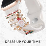 DaQin Christmas Engraved Band Compatible with Apple Watch Bands for Women 40mm 38mm 41mm 42mm,Soft Silicone Strap With Dressy Decorative Apple Watch Charms for iWatch Series 11 10 9 8 7 6 5 4 3 2 1 SE