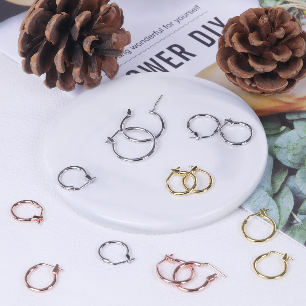 AoedeJ 925 Sterling Silver Hoop Earrings, High Polished Round Tiny Click-Top Hoop Earrings, Small Clasp Hoop Piercing Earrings (Inner Diameter-12mm 1/2'')