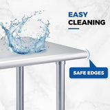 Profeeshaw Stainless Steel Prep Table 60x30 Inch NSF Commercial Work Table with Undershelf Heavy Duty Table for Kitchen Restaurant Home Hotel