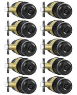 RAZCC Privacy Door Knobs, 10 Pack Matte Black Door Knobs with Lock, Bed and Bath Door Knob Interior Keyless Locksets, Round Door Handles Reversible for Left Right Handed Doors