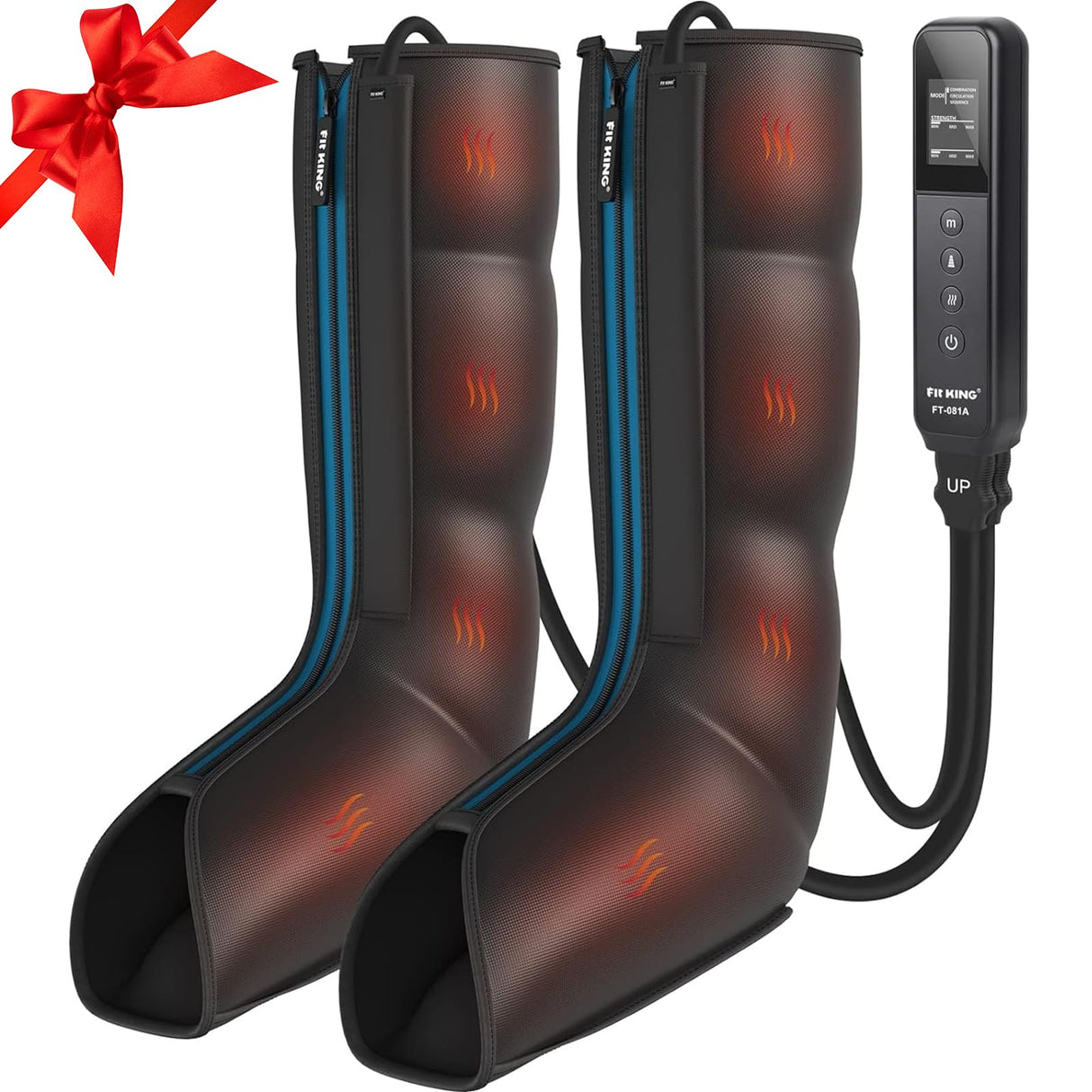 FIT KING Leg Massager with Heat - Upgraded Leg Compression Massage for Circulation and Pain Relief, FSA HSA Approved Compression Boot Foot Calf Massager for Edema, Relax Recover - Gift for Dad Mom