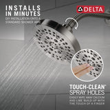 Delta 6-Setting Chrome Shower Head with High Pressure Spray, 6 Inch Round Shower Head, Showerheads, 1.75 GPM Flow Rate, Chrome 52535